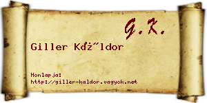 Giller Káldor névjegykártya